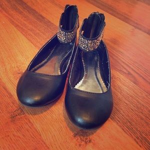 Nine West Girls Leather Studded Ankle Strap Flats